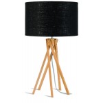 Lámpara de mesa de bambú y lámpara de lino ecológica KILIMANJARO (natural, negro)
