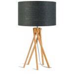 Bamboo table lamp and KILIMANJARO eco-friendly linen lamp (natural, dark grey)