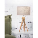 Lámpara de mesa de bambú y lámpara de lino ecológica KILIMANJARO (lino natural y oscuro)