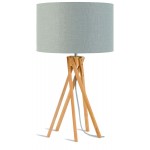Lámpara de mesa de bambú y lámpara de lino ecológica KILIMANJARO (natural, gris claro)