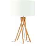 Lámpara de mesa de bambú y lámpara de lino ecológica KILIMANJARO (natural, blanca)