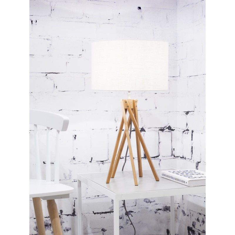 Lampe de table en bambou et abat-jour lin écologique KILIMANJARO (naturel, blanc) - image 44862
