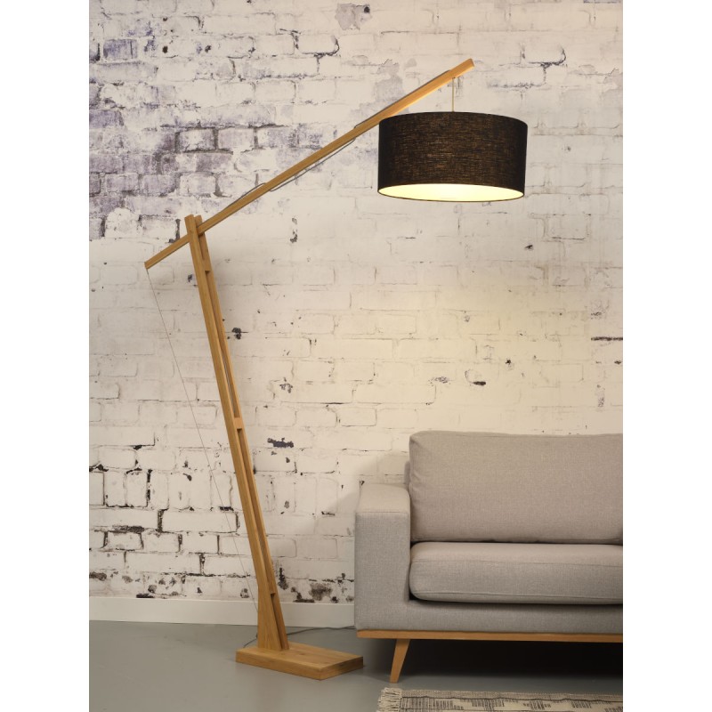 Bamboo standing lamp and MONTBLANC eco-friendly linen lampshade (natural, black) - image 44866