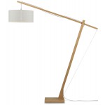 MontBLANC green linen standing lamp and linen lampshade (natural, light linen)