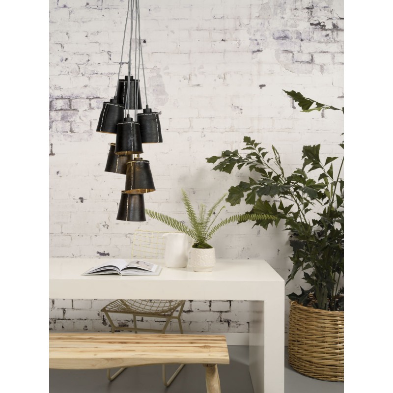 AMAZON SMALL 7 lampshade recycled tire suspension lamp (black) - image 45026