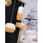 Lámpara de suspensión de bambú ovalada MEKONG (40 cm) (blanco, natural)