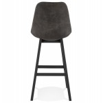 Vintage bar stool in microfiber black metal feet LILY (dark grey)