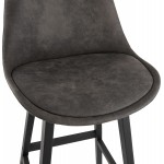 Vintage bar stool in microfiber black metal feet LILY (dark grey)