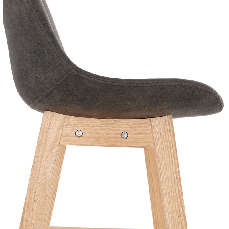 Scandinavian design bar stool in microfiber feet natural color LILY (dark grey) - image 45714