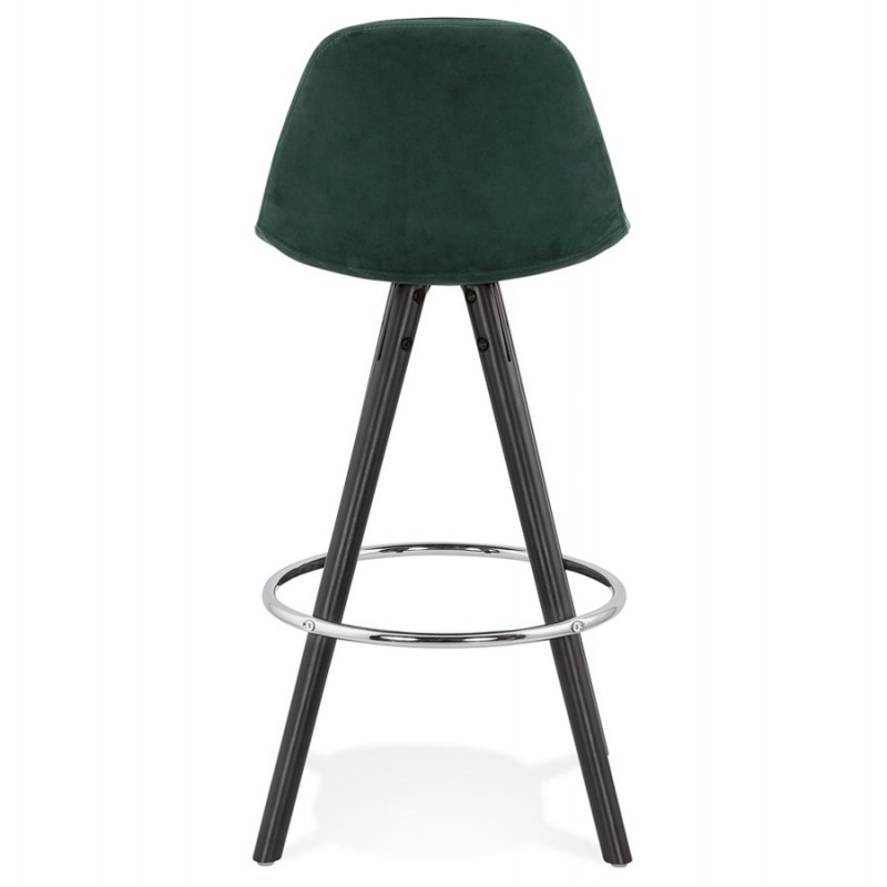 Tabouret de bar mi-hauteur design en velours pieds bois noir MERRY MINI (vert) - image 45933