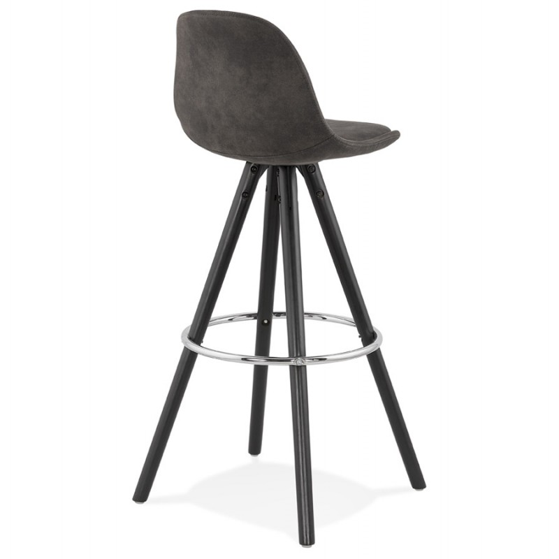 Vintage bar stool in microfiber feet black wood TALIA (dark grey) - image 46020