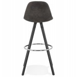Vintage bar stool in microfiber feet black wood TALIA (dark grey)