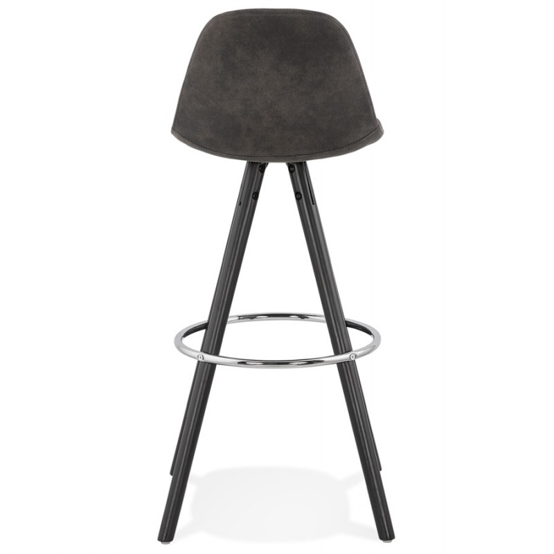 Vintage bar stool in microfiber feet black wood TALIA (dark grey) - image 46021