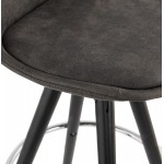 Vintage bar stool in microfiber feet black wood TALIA (dark grey)