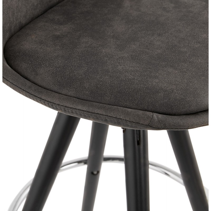 Vintage bar stool in microfiber feet black wood TALIA (dark grey) - image 46024