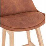 Mid-height bar pad Scandinavian design in microfiber feet natural color LILY MINI (brown)