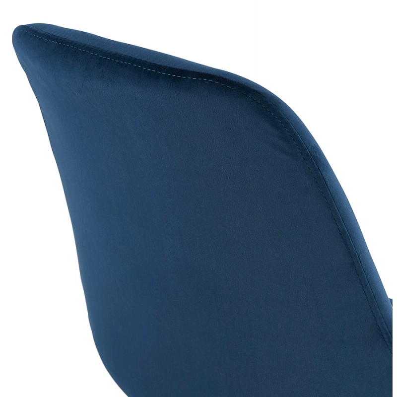 Tabouret de bar mi-hauteur design en velours pieds noirs CAMY MINI (bleu) - image 46120