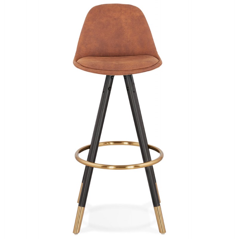 VINTAGE bar stool in microfiber black and gold feet VICKY (brown) - image 46150