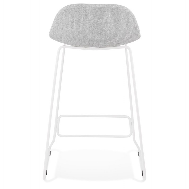 Mid-height bar stool in white metal foot fabric CUTIE MINI (light grey) - image 46419