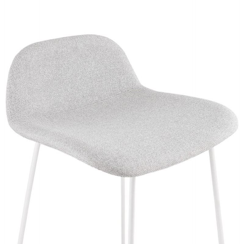 Mid-height bar stool in white metal foot fabric CUTIE MINI (light grey) - image 46420
