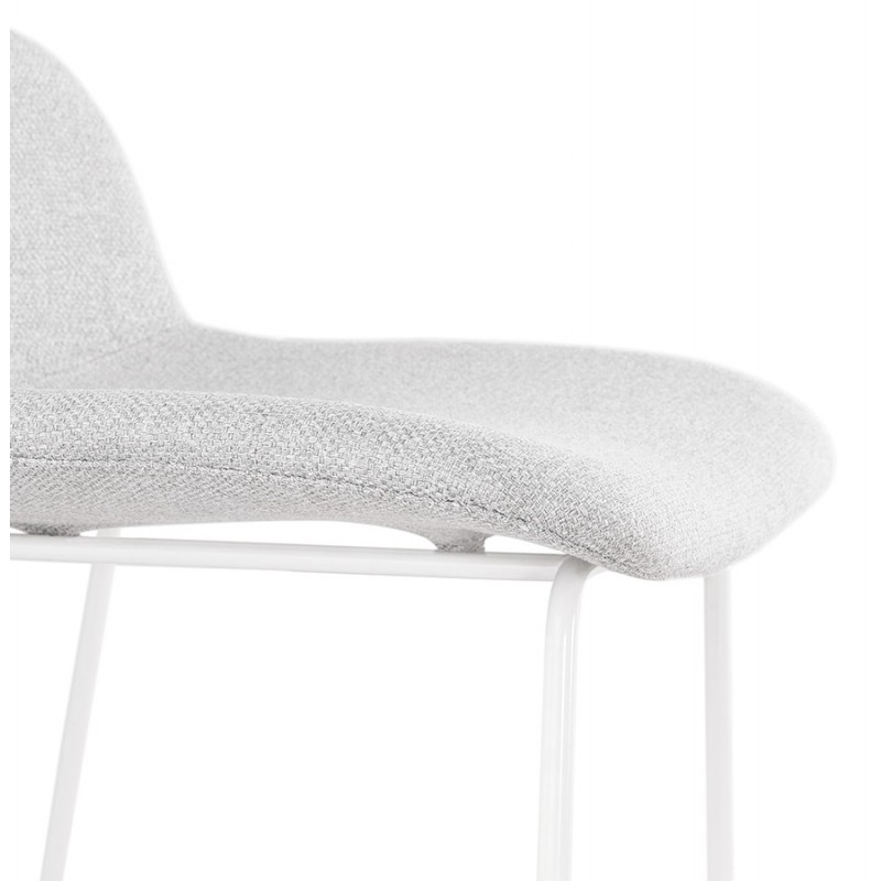 Mid-height bar stool in fabric white metal feet CUTIE (light grey) - image 46431