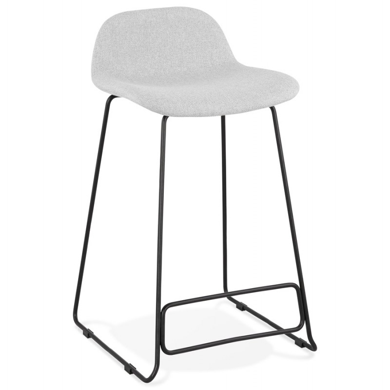 Industrial mid-height bar bar stool in black metal foot fabric CUTIE MINI (light grey) - image 46435
