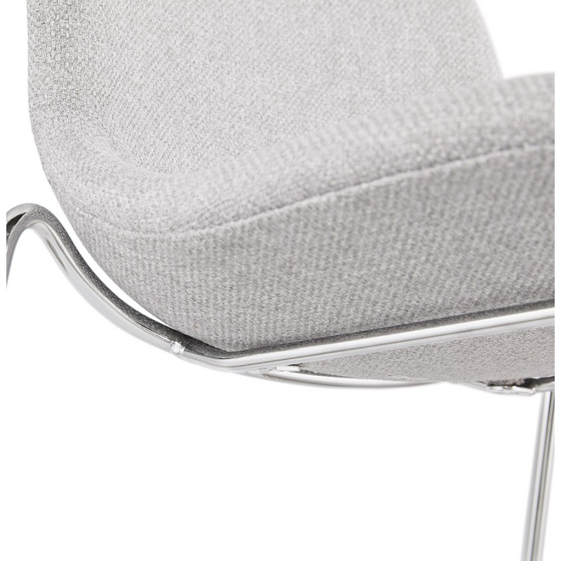 Silla de bar escandinava apilable taburete de bar en patas de tela de metal cromado LOKUMA (gris claro) - image 46507