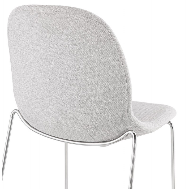 Sgabello da bar sedia impilabile scandinavo in metallo cromato gambe LOKUMA (grigio chiaro) - image 46508