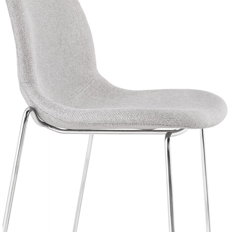 Tabouret de bar chaise de bar scandinave empilable en tissu pieds métal chromé LOKUMA (gris clair) - image 46509