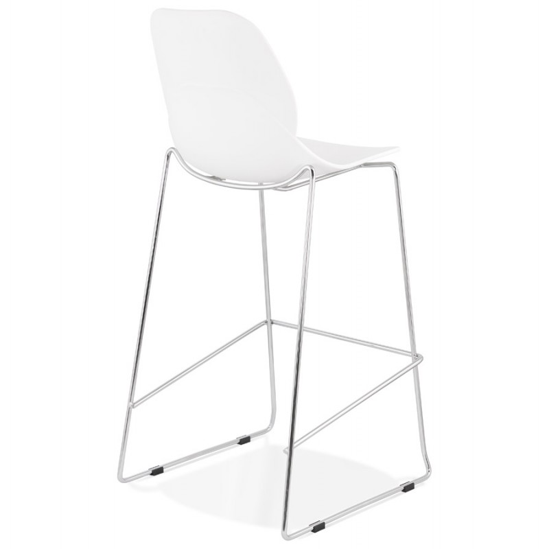 Design stackable bar stool with chromed metal legs JULIETTE (white) - image 46592