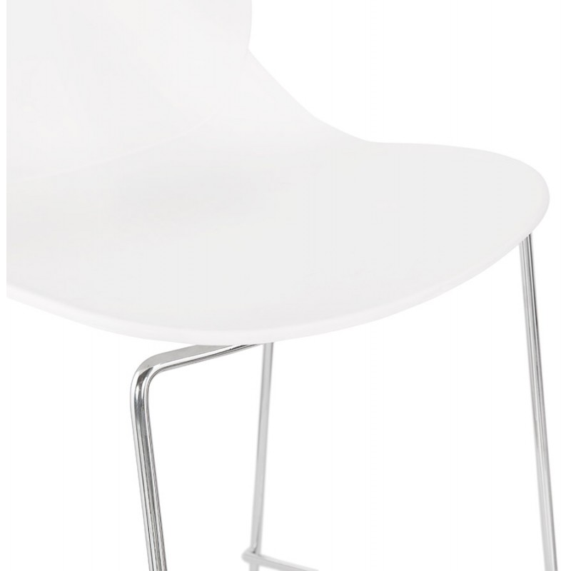 Design stackable bar stool with chromed metal legs JULIETTE (white) - image 46595