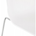 Stapelbarer Design Barhocker mit verchromten Metallbeinen JULIETTE (weiß)