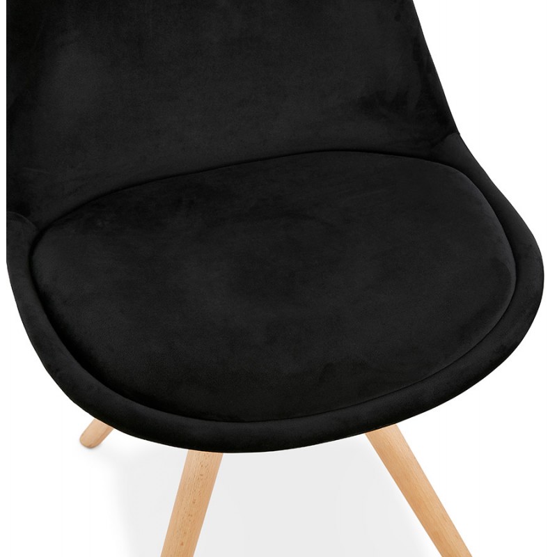 Chaise design scandinave en velours pieds couleur naturelle ALINA (noir) - image 47135