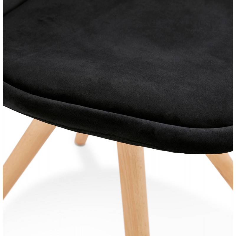 Chaise design scandinave en velours pieds couleur naturelle ALINA (noir) - image 47137