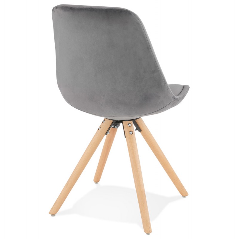 Chaise design scandinave en velours pieds couleur naturelle ALINA (gris) - image 47155
