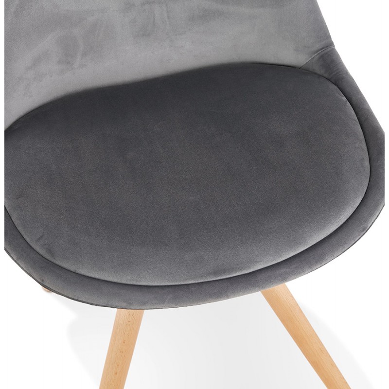 Chaise design scandinave en velours pieds couleur naturelle ALINA (gris) - image 47157
