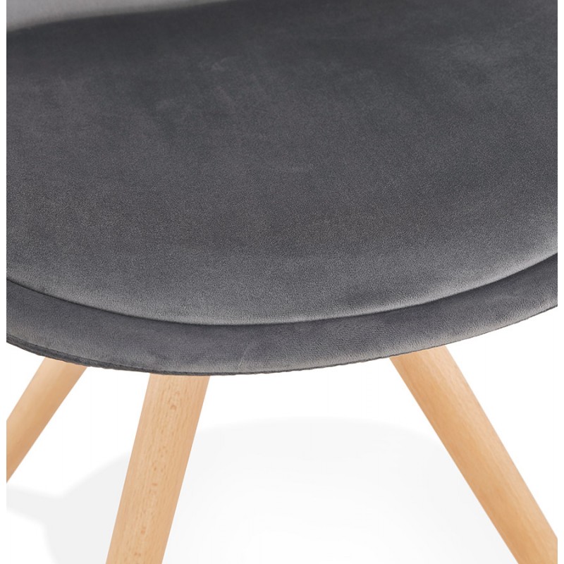 Chaise design scandinave en velours pieds couleur naturelle ALINA (gris) - image 47158