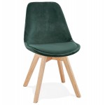 LeONORA Natural-coloured Feet Velvet Design Chair (green)