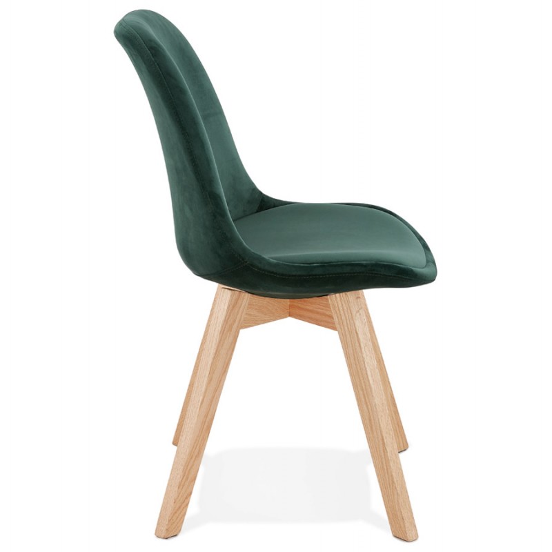Chaise design scandinave en velours pieds couleur naturelle LEONORA (vert) - image 47165