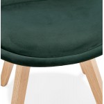 Chaise design scandinave en velours pieds couleur naturelle LEONORA (vert)