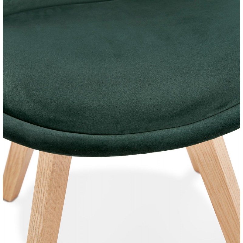 LeONORA Naturfarbene Füße Samt Design Stuhl (grün) - image 47169