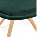 Chaise design scandinave en velours pieds couleur naturelle ALINA (vert)