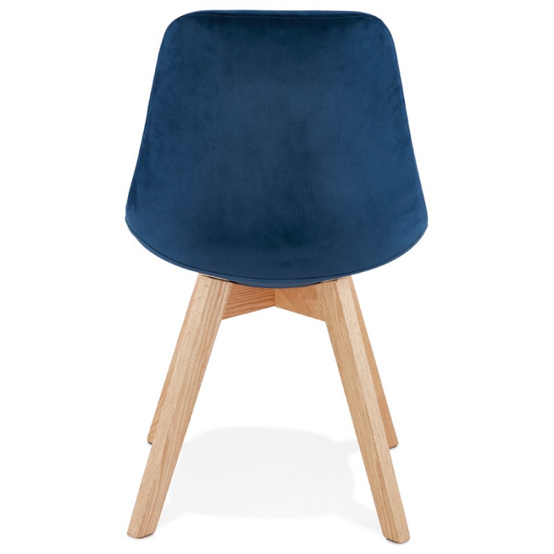 Chaise design scandinave en velours pieds couleur naturelle LEONORA (bleu) - image 47189