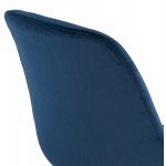 Chaise design scandinave en velours pieds couleur naturelle LEONORA (bleu)