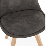Chaise design et vintage en microfibre pieds couleur naturelle THARA (gris foncé)