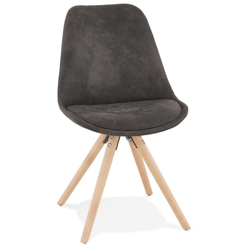 Scandinavian design chair in natural-coloured microfiber feet SOLEA (dark grey) - image 47236