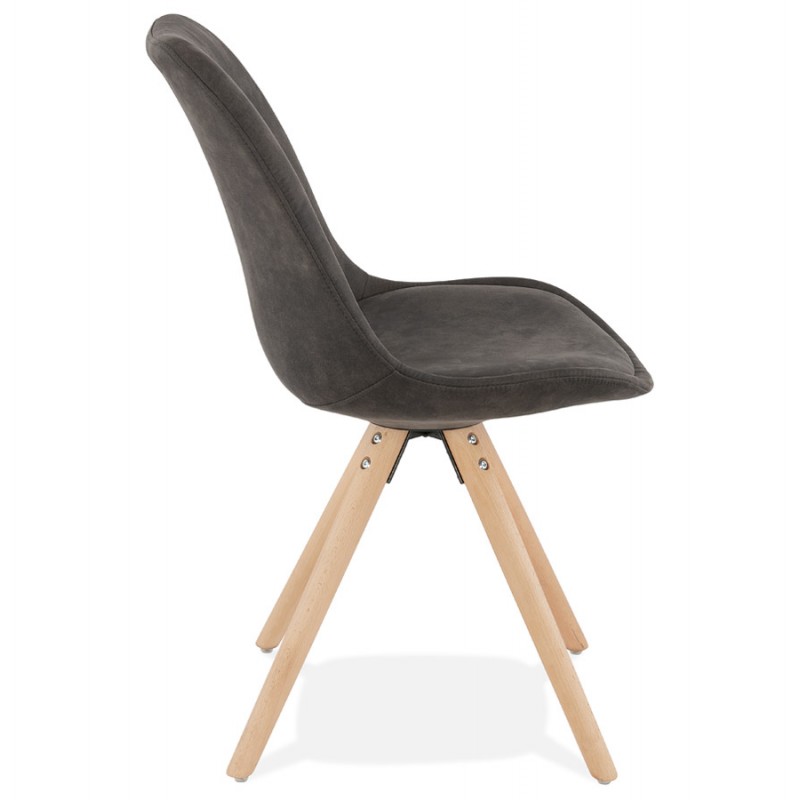 Scandinavian design chair in natural-coloured microfiber feet SOLEA (dark grey) - image 47238