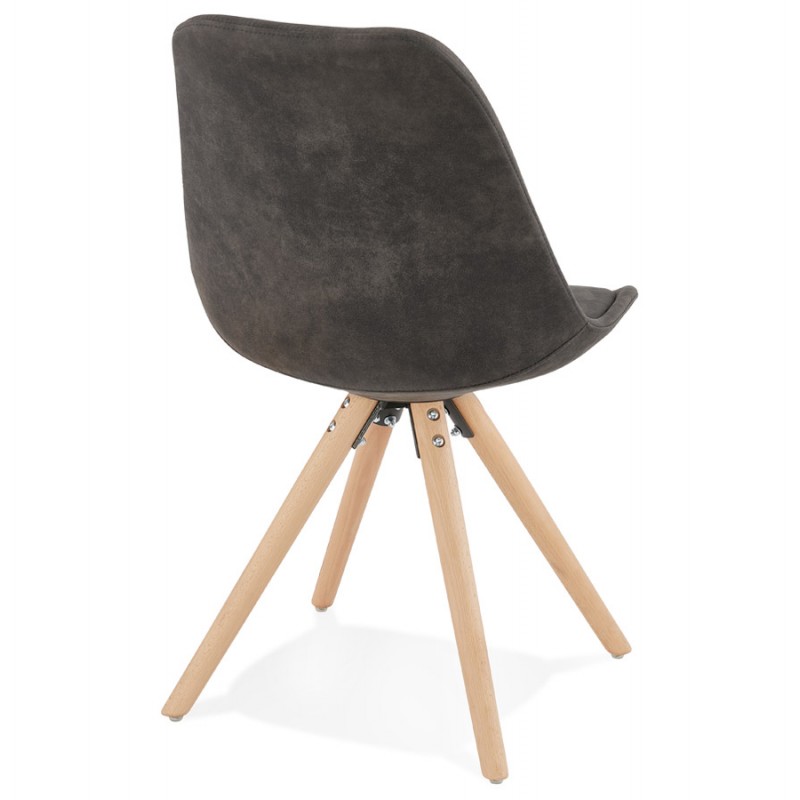 Scandinavian design chair in natural-coloured microfiber feet SOLEA (dark grey) - image 47239