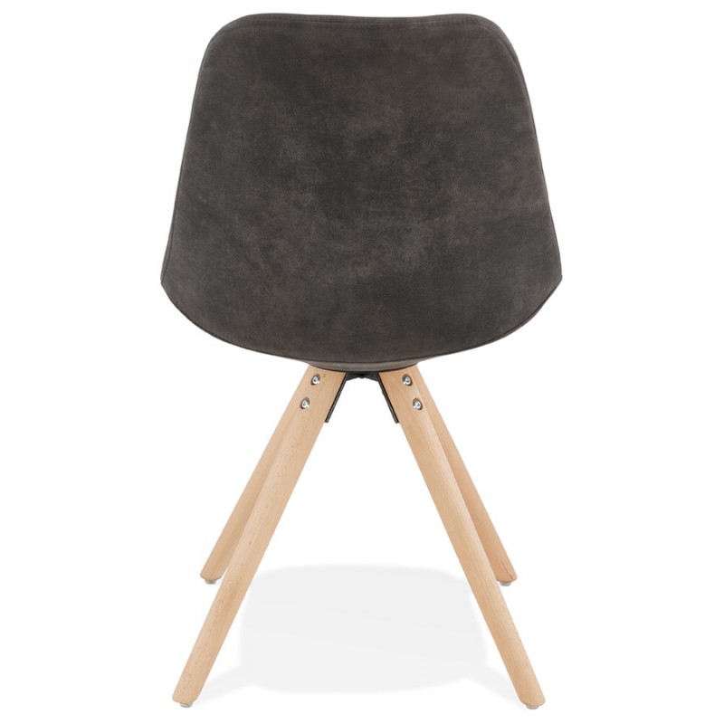 Scandinavian design chair in natural-coloured microfiber feet SOLEA (dark grey) - image 47240
