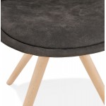 Chaise design scandinave en microfibre pieds couleur naturelle SOLEA (gris foncé)
